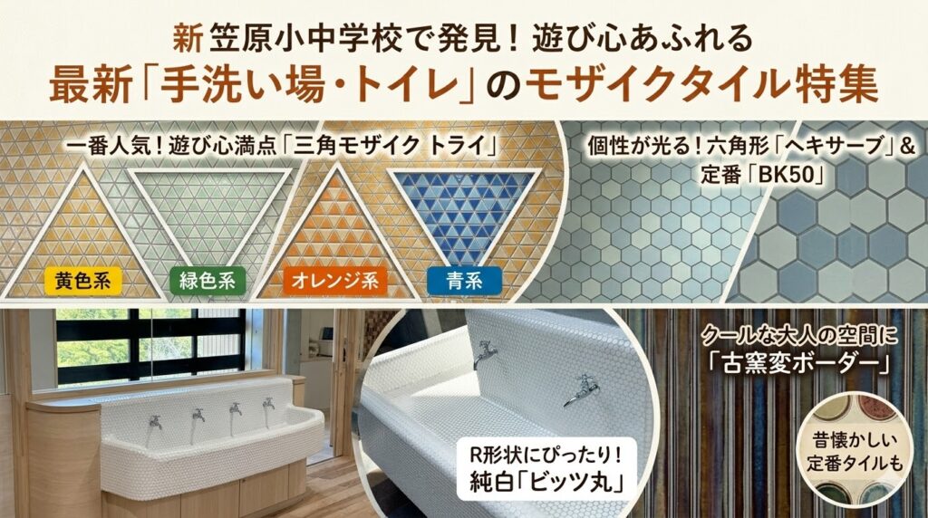 小学校・中学校の水回りモザイクタイル
