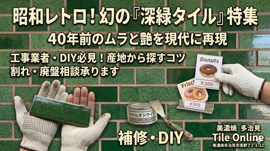 40年前イメージの深緑のタイルとは